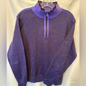 St. Croix Men’s Large Quarter Zip Sweater Purple Pullover Made In USA Knit